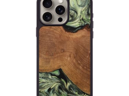 iPhone 15 Pro Max Wood+Resin Phone Case - Bennie (Green, 705504) Fashion