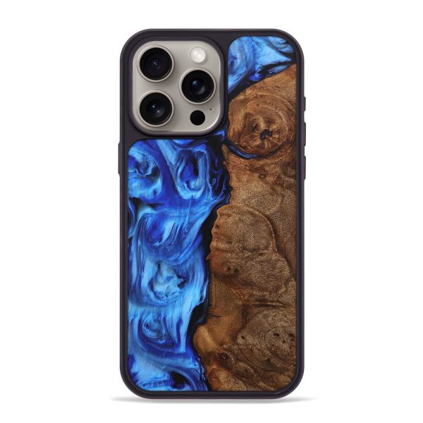 iPhone 15 Pro Max Wood+Resin Phone Case - Tia (Blue, 705485) on Sale