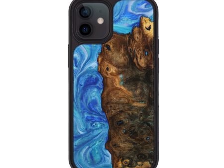 iPhone 12 Wood+Resin Phone Case - Marissa (Blue, 706908) Fashion