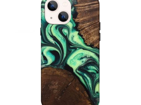 iPhone 13 Wood+Resin Live Edge Phone Case - Wilbur (Green, 705420) For Sale