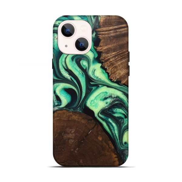 iPhone 13 Wood+Resin Live Edge Phone Case - Wilbur (Green, 705420) For Sale