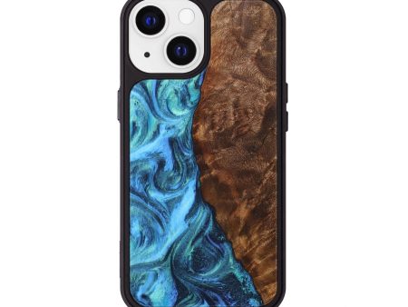 iPhone 13 Wood+Resin Phone Case - Lynn (Blue, 705876) on Sale