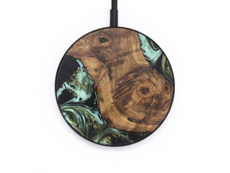 Circle Wood+Resin Wireless Charger - Destiny (Green, 706800) on Sale