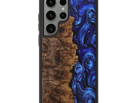 Galaxy S23 Ultra Wood+Resin Phone Case - Khloe (Blue, 706926) For Sale