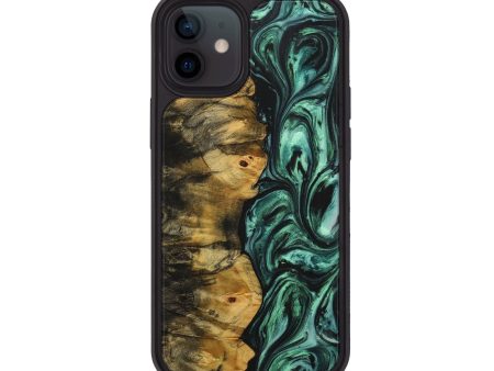 iPhone 12 Wood+Resin Phone Case - Candice (Green, 706360) Fashion