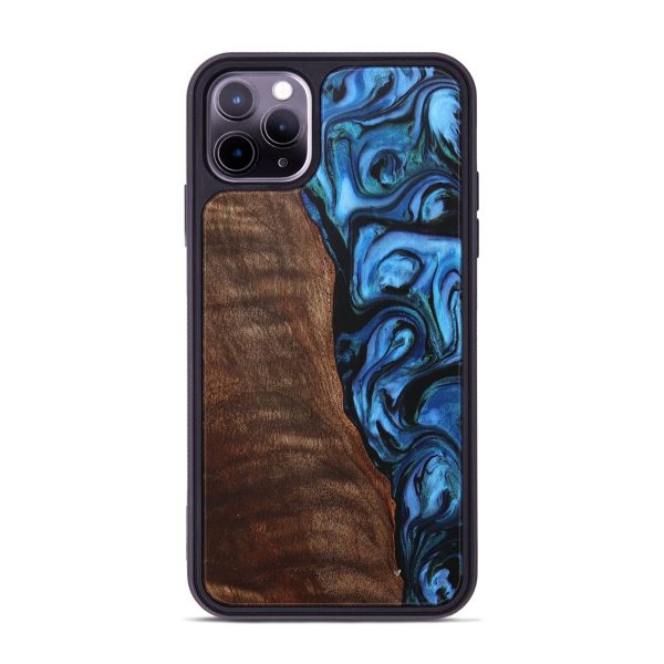 iPhone 11 Pro Max Wood+Resin Phone Case - Addisyn (Blue, 705978) Discount