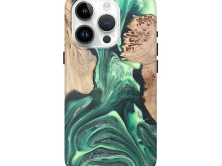 iPhone 15 Pro Wood+Resin Live Edge Phone Case - Jermaine (Green, 706251) For Discount