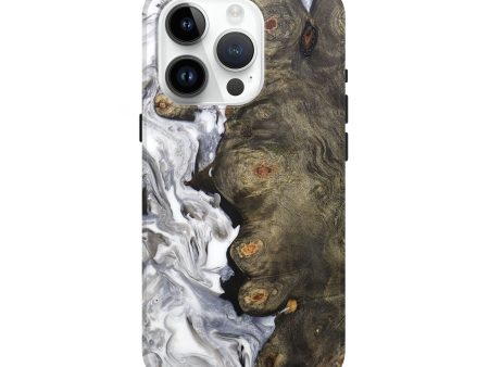 iPhone 15 Pro Wood+Resin Live Edge Phone Case - Faye (Black & White, 706523) Hot on Sale