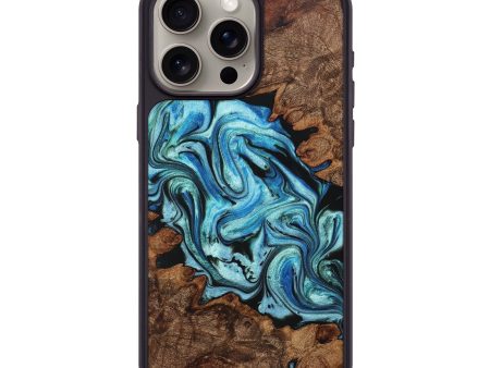 iPhone 15 Pro Max Wood+Resin Phone Case - Betty (Blue, 705482) on Sale