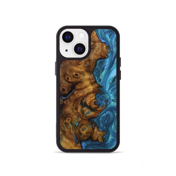 iPhone 13 mini Wood+Resin Phone Case - Clifton (Blue, 707605) on Sale