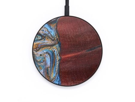 Circle Wood+Resin Wireless Charger - Danny (Teal & Gold, 706781) Supply