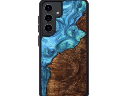 Galaxy S24 Wood+Resin Phone Case - Tucker (Blue, 707603) on Sale