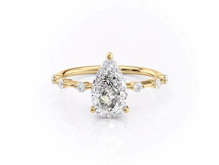 The Hidden Halo Penelope Set With A 3 Carat Pear Moissanite Hot on Sale