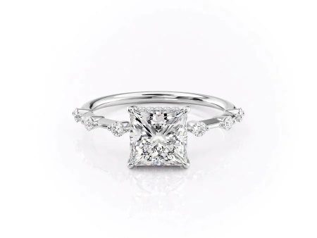 The Hidden Halo Penelope Set With A 5 Carat Princess Moissanite Online Hot Sale