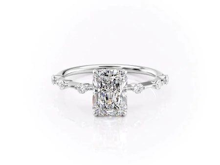 The Hidden Halo Penelope Set With A 4.5 Carat Radiant Moissanite on Sale