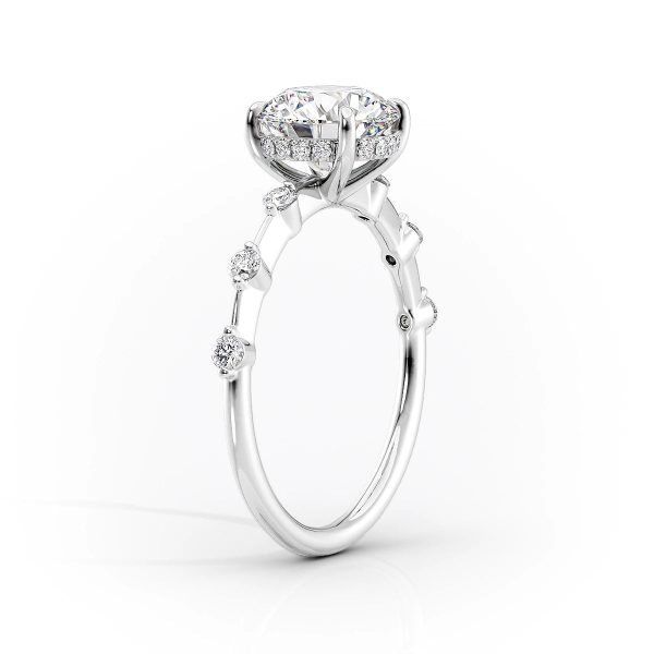 The Hidden Halo Penelope Set With A 4.5 Carat Pear Moissanite For Cheap