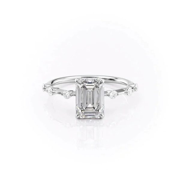 The Hidden Halo Penelope Set With A 2 Carat Emerald Moissanite Hot on Sale