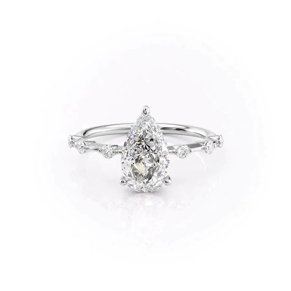 The Hidden Halo Penelope Set With A 2 Carat Pear Moissanite For Cheap