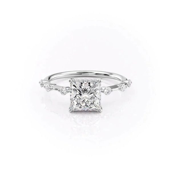 The Hidden Halo Penelope Set With A 2.5 Carat Princess Moissanite For Cheap