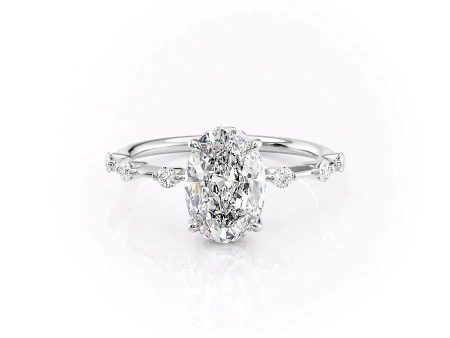 The Hidden Halo Penelope Set With A 2.5 Carat Oval Moissanite on Sale