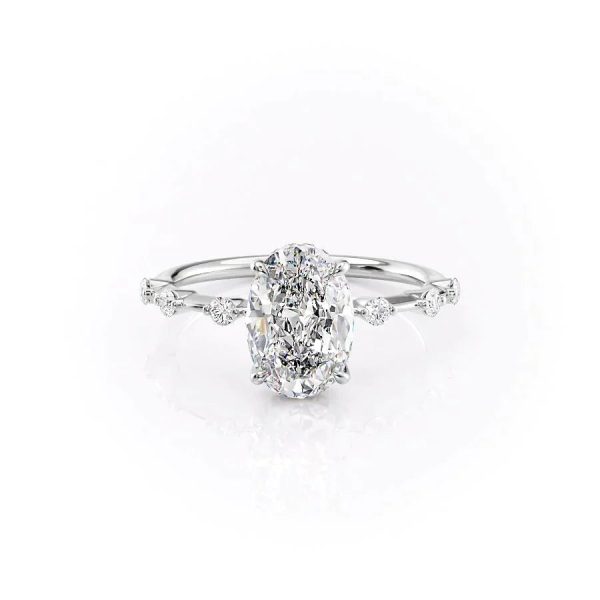 The Hidden Halo Penelope Set With A 2.5 Carat Oval Moissanite on Sale