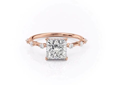 The Hidden Halo Penelope Set With A 1.5 Carat Princess Moissanite on Sale