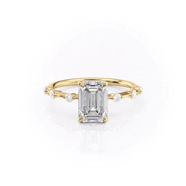 The Hidden Halo Penelope Set With A 5 Carat Emerald Moissanite For Discount